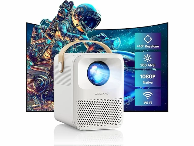 Wolfang miniprojector 4k ondersteund thuisbioscoop video projector voor smartphone,tvstick,ps5 - afbeelding 1 van  4