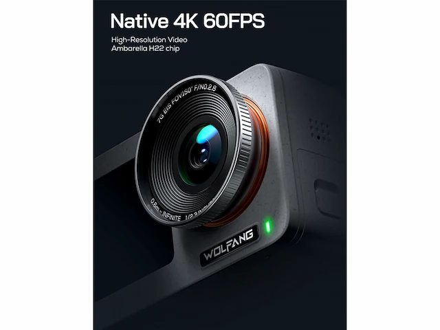 Wolfgang seeker one wit waterdichte actiecamera met 4k60fps ultra hdvideo dual screen kleurendisplay - afbeelding 3 van  5