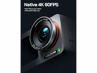 Wolfgang seeker one wit waterdichte actiecamera met 4k60fps ultra hdvideo dual screen kleurendisplay - afbeelding 3 van  5