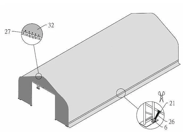 Wolverine - (15,25x10,0x5,20 meter) - garage / tent / opslag shelter 335017dp - afbeelding 2 van  9