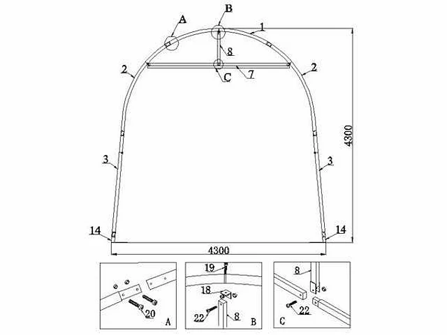 Wolverine - (9,20x4,30x4,30 meter) - garage tent / opslag shelter 143014r - afbeelding 2 van  15