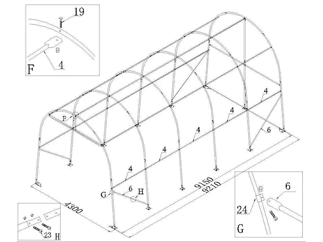 Wolverine - (9,20x4,30x4,30 meter) - garage tent / opslag shelter 143014r - afbeelding 3 van  15