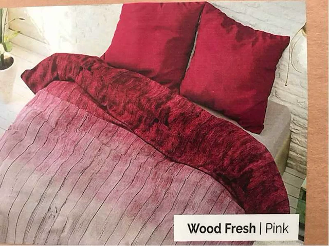 Wood fresh pink 140/200 - dekbedovertrek (12x) - afbeelding 1 van  2
