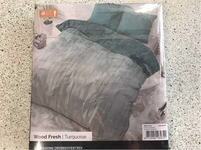 Wood fresh turquoise 140/200 - dekbedovertrek (12x) - afbeelding 1 van  2