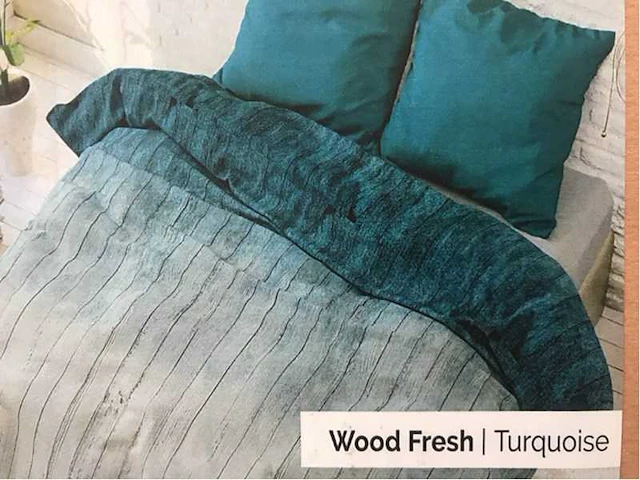 Wood fresh turquoise 140/200 - dekbedovertrek (12x) - afbeelding 2 van  2