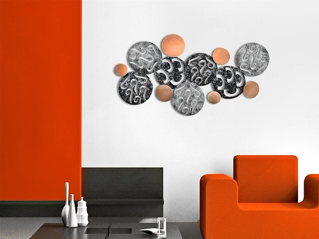 World art tw60232 metalen schilderij abstracte compositie metaal 66x120x5 cm - afbeelding 2 van  2
