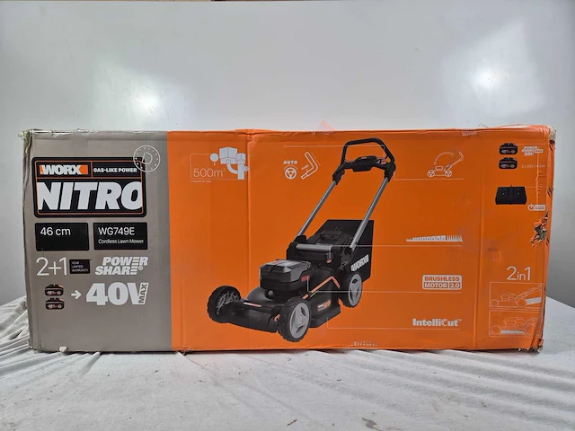 Worx accu grasmaaier nitro wg749e 46 cm - afbeelding 2 van  3