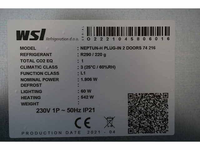 Wsl - neptun-h plug in 2 doors 74 216 - freezer - afbeelding 6 van  6