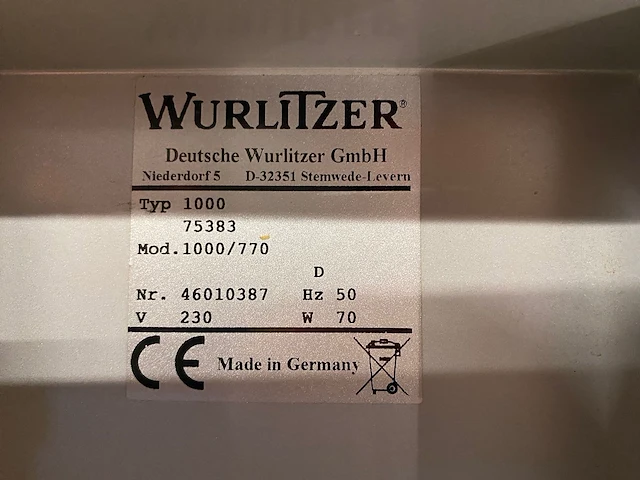 Wurlitzer - 1000 - snack - vending machine - afbeelding 11 van  14