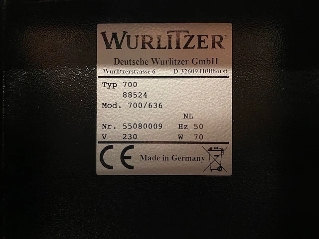 Wurlitzer - 700 - non-food - vending machine - afbeelding 12 van  13