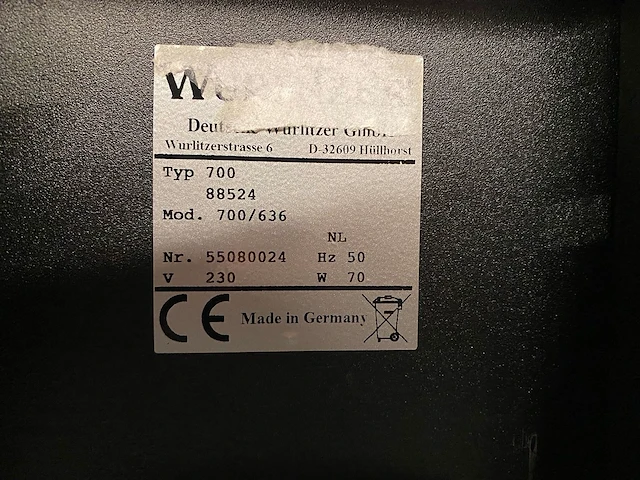 Wurlitzer - 700 - non-food - vending machine - afbeelding 7 van  11