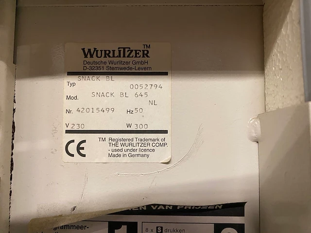 Wurlitzer - bl 645 - combi - vending machine - afbeelding 9 van  13