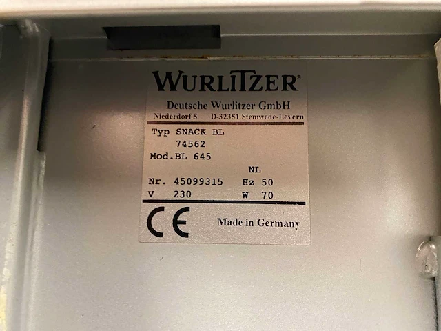 Wurlitzer - divers - divers - vending machine - afbeelding 5 van  22
