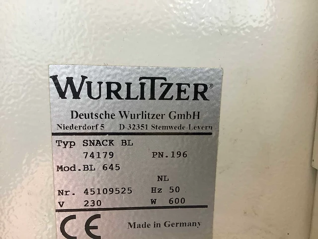 Wurlitzer ivc 2. bl 645 verkoopautomaat - afbeelding 8 van  9