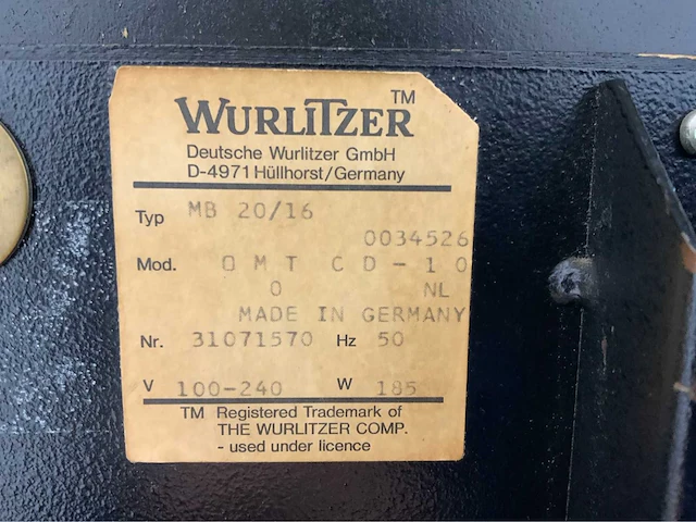Wurlitzer omt 1015-cd jukebox - afbeelding 9 van  17