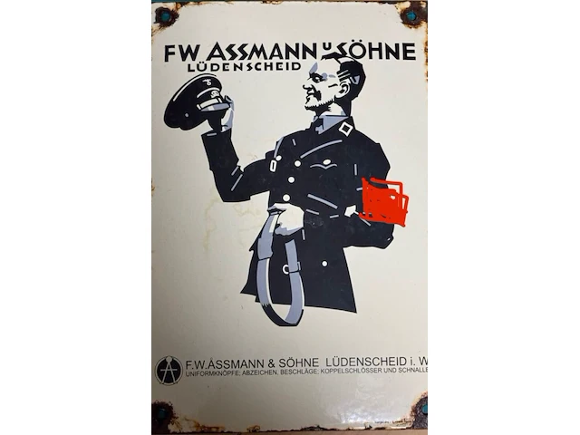 Ww2 emaille bord - third reich nazi ss officier uniform maker - afbeelding 1 van  4