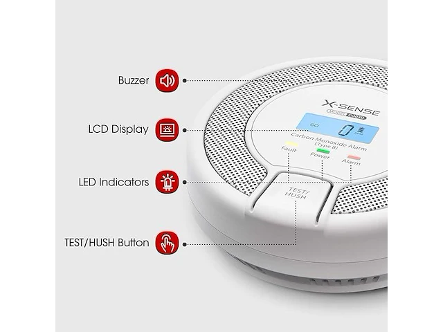 X-sense standalone koolmonoxidedetector met digitaal display - afbeelding 3 van  3