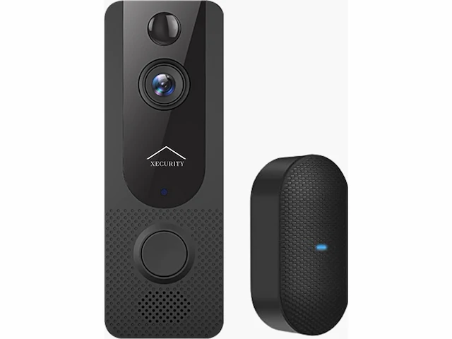 Xecurity x8+ deurbelset slimme wifi video deurbel draadloos met 1080p camera zwart - afbeelding 1 van  3