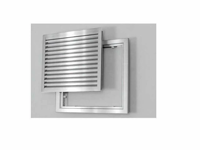 Xenz - lamellenrooster serviceluik 40x40 cm, geanodiseerd aluminium, v-lamel - afbeelding 2 van  2