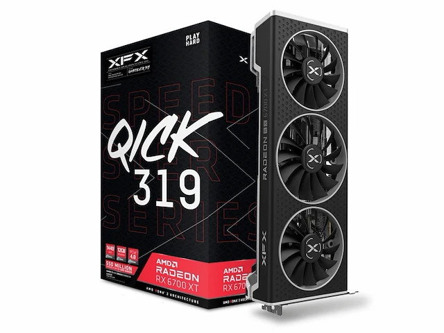 Xfx speedster qick319 amd radeon rx 6700 xt black gaming grafische kaart met 12gb gddr6 hdmi 3xdp - afbeelding 1 van  4