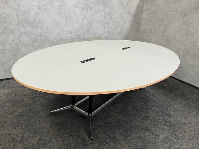 Xl ovale conferentietafel op stahoogte 350x240 grijs 4-delig blad - afbeelding 3 van  13