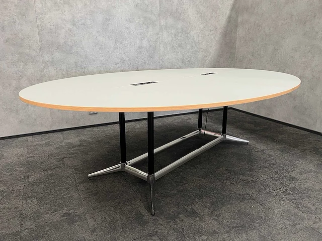 Xl ovale conferentietafel op stahoogte 350x240 grijs 4-delig blad - afbeelding 4 van  13