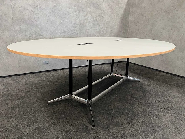 Xl ovale conferentietafel op stahoogte 350x240 grijs 4-delig blad - afbeelding 11 van  13