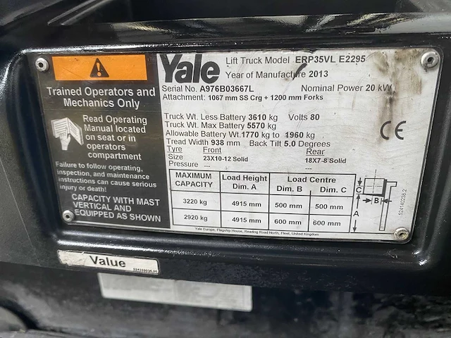 Yale - 2013 - erp 35 vl - vorkheftruck - afbeelding 7 van  8