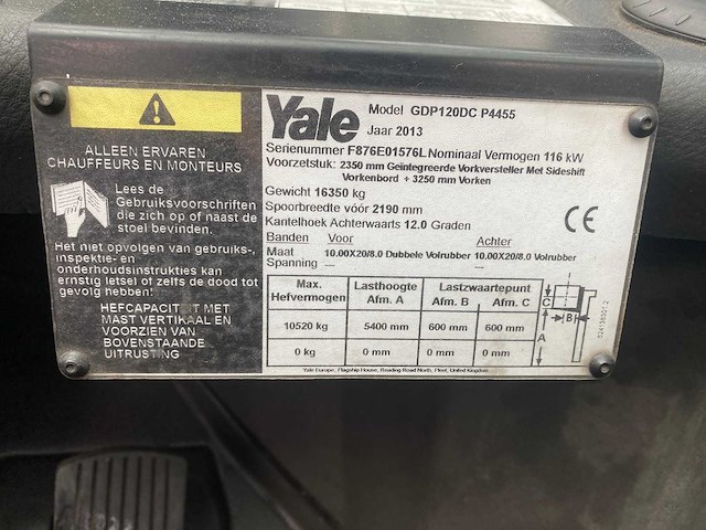 Yale - 2013 - gdp 120 dc - vorkheftruck - afbeelding 18 van  18