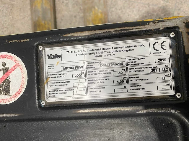 Yale - 2015 - mp20x - elektrische palletwagen - afbeelding 8 van  9