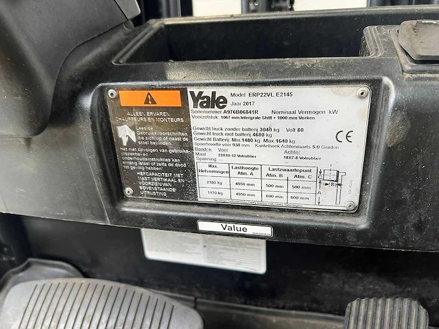 Yale - 2017 - erp 22 vl - vorkheftruck - afbeelding 6 van  6