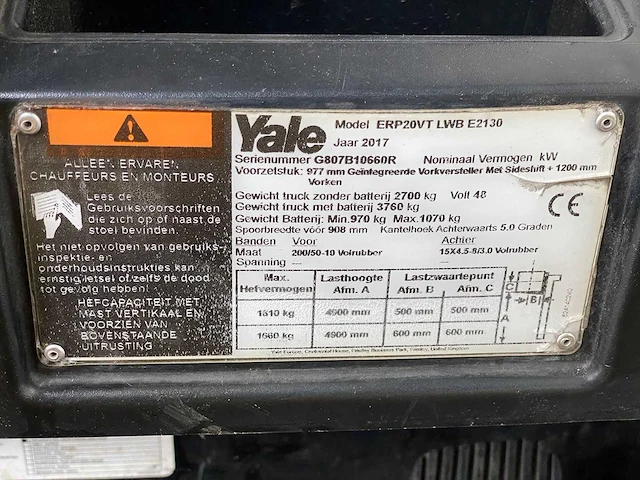 Yale - erp20vt lwb - vorkheftruck - afbeelding 5 van  6