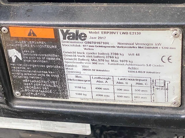 Yale - erp20vt lwb - vorkheftruck - afbeelding 4 van  6