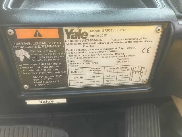 Yale - erp35 - vorkheftruck - afbeelding 2 van  16