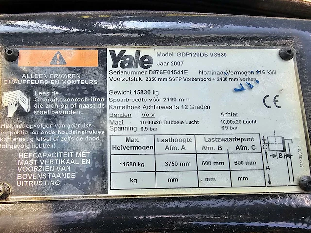 Yale - gdp120db - forklift trucks - 2007 - afbeelding 25 van  31