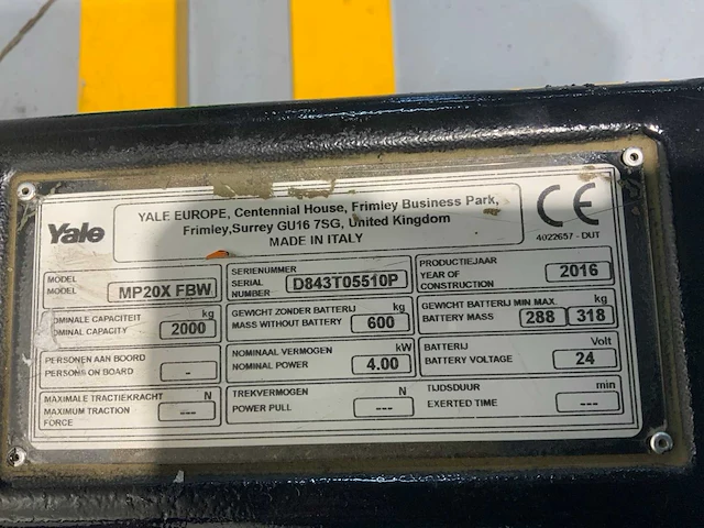 Yale - mp20x - elektrische meerij palletwagen, acculader - afbeelding 7 van  18