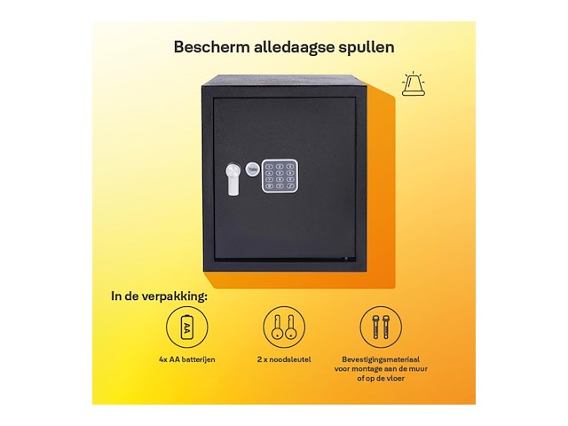 Yale elektronische kluis - met alarm - large - 390 x 350 x 360 mm - zwart - afbeelding 4 van  6