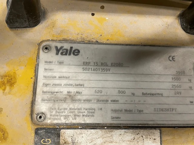 Yale erp 15 rcl e2080 vorkheftruck - afbeelding 5 van  14