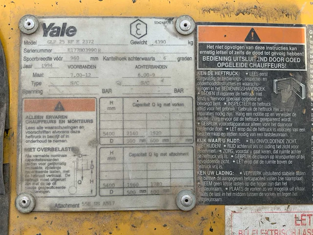 Yale glp 25 rf e 2372 vorkheftruck - afbeelding 13 van  14
