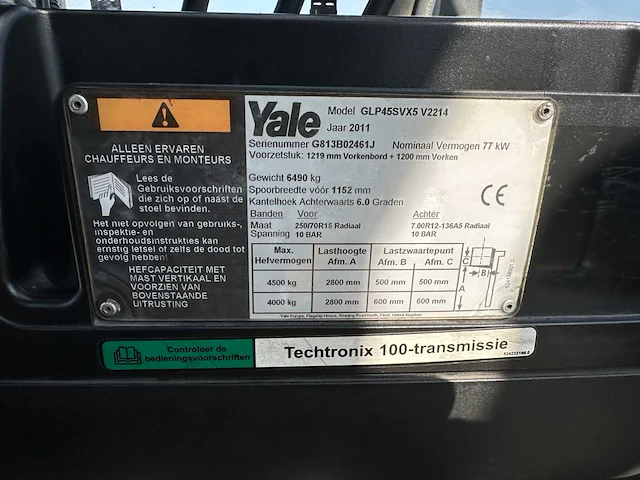 Yale glp45s vorkheftruck - afbeelding 21 van  41