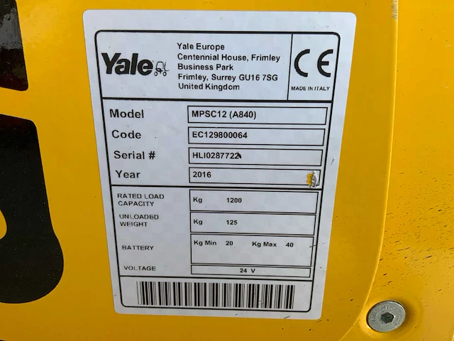 Yale mpsc12 elektrische palletwagen - afbeelding 3 van  3
