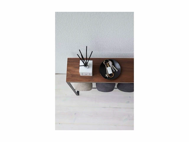 Yamazaki 5153 tower slipper rek zwart, steel/hout, 50 x 12 x 41 cm - afbeelding 3 van  4