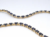 Yellow gold necklace with diamonds and sapphire - afbeelding 2 van  8