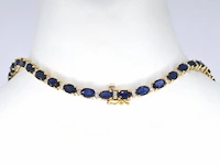 Yellow gold necklace with diamonds and sapphire - afbeelding 3 van  8