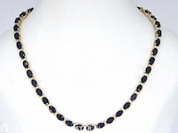 Yellow gold necklace with diamonds and sapphire - afbeelding 4 van  8