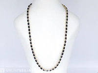 Yellow gold necklace with diamonds and sapphire - afbeelding 5 van  8