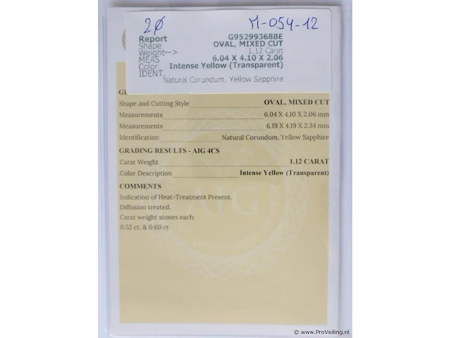 Yellow sapphire 1.12ct aig certified - afbeelding 7 van  8