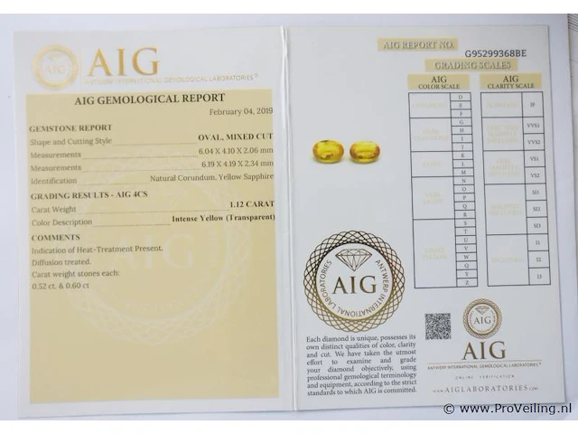 Yellow sapphire 1.12ct aig certified - afbeelding 8 van  8