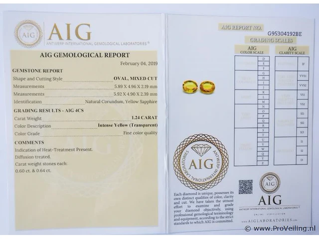 Yellow sapphire 1.24ct aig certified - afbeelding 8 van  8