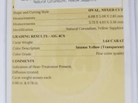 Yellow sapphire 1.64ct aig certified - afbeelding 6 van  7